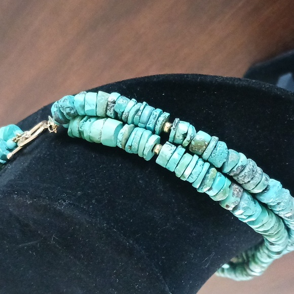 Zoe B 14kt Gold Turquoise Beaded Toggle Necklace 17-18" - Picture 7 of 11